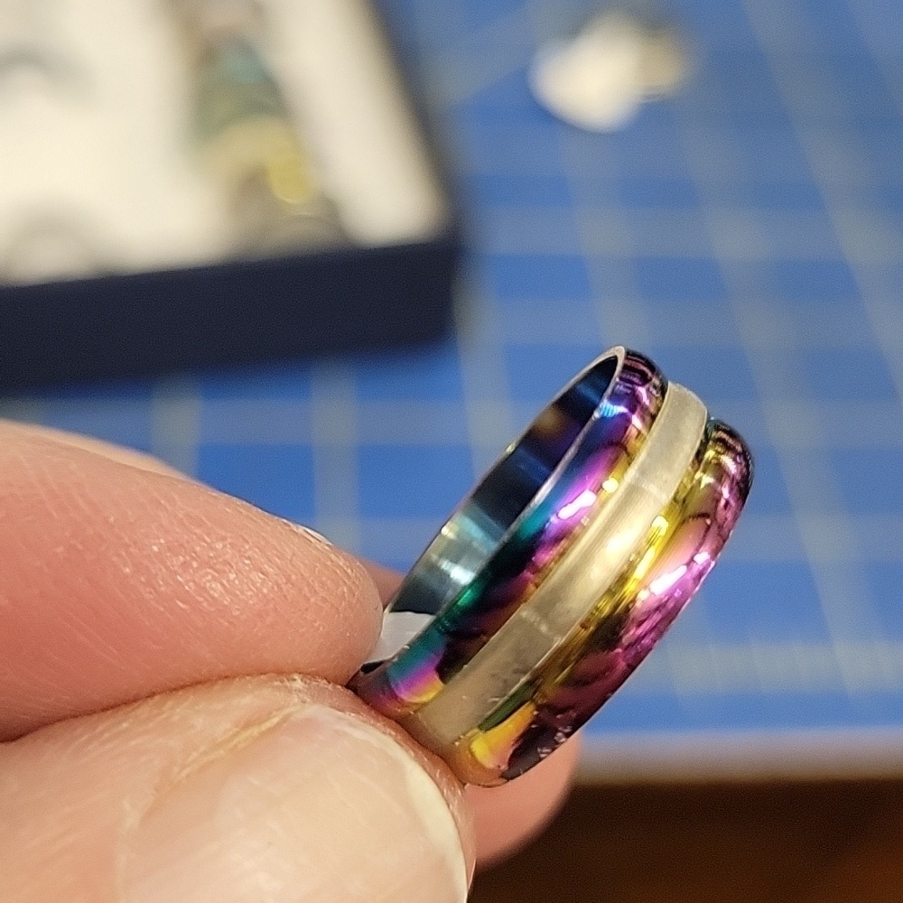 Rainbow Stainless Steel Ring Size 7